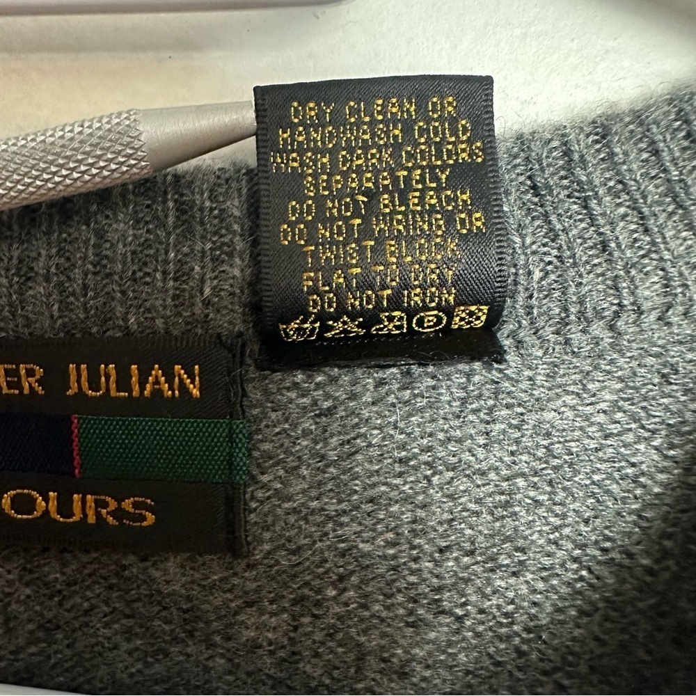 Alexander Julian Colours 100% Cashmere V-neck Sweater Men's Size Large Gray Grey - Picture 7 of 8